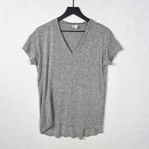 Peyton‎ Jensen Heather Knit V Neck Tee Womens Medium Gray Short Sleeve Top